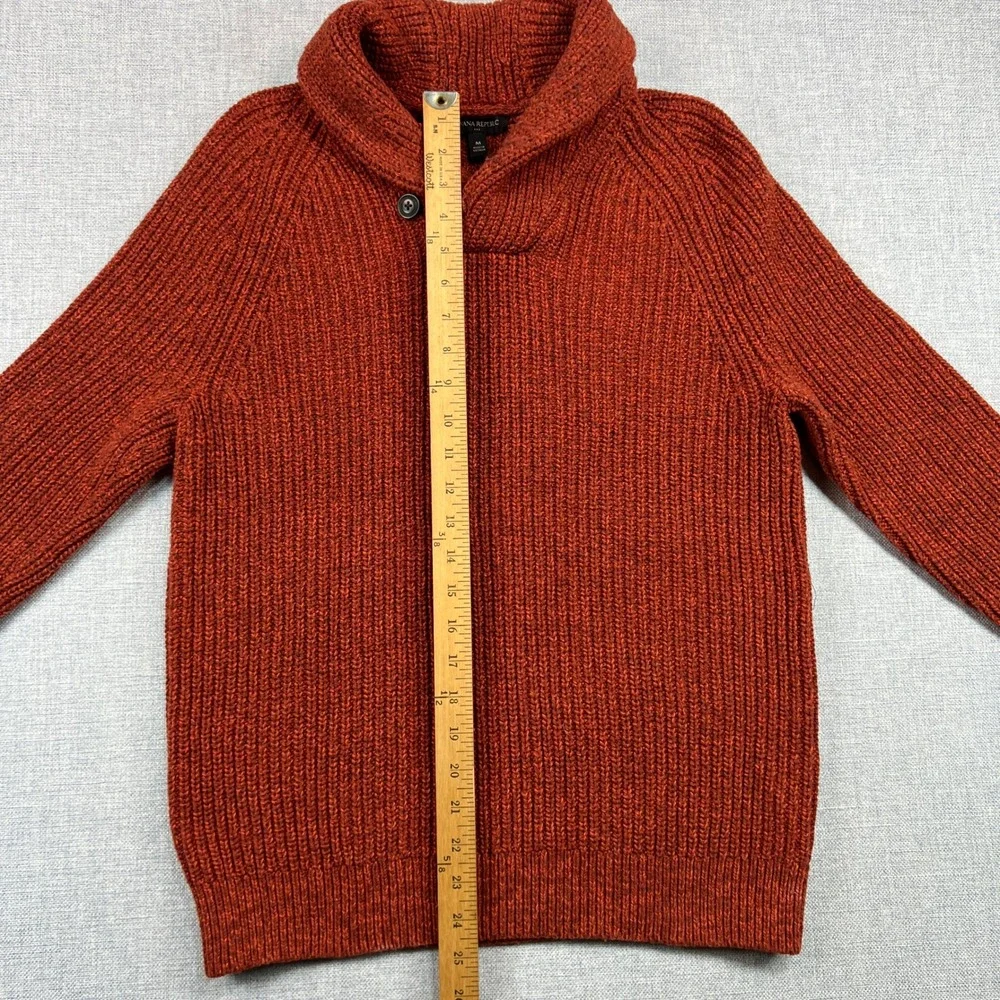 Banana‎ Republic Shawl Collar Sweater Mens M Rust Marled Knit Pullover Academia